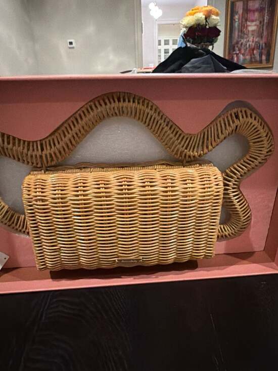 Cult Gaia Elsa Wavy Rattan Clutch Bag in Natural BRAND NEW Fast 2Ship inbox - Picture 10 of 15